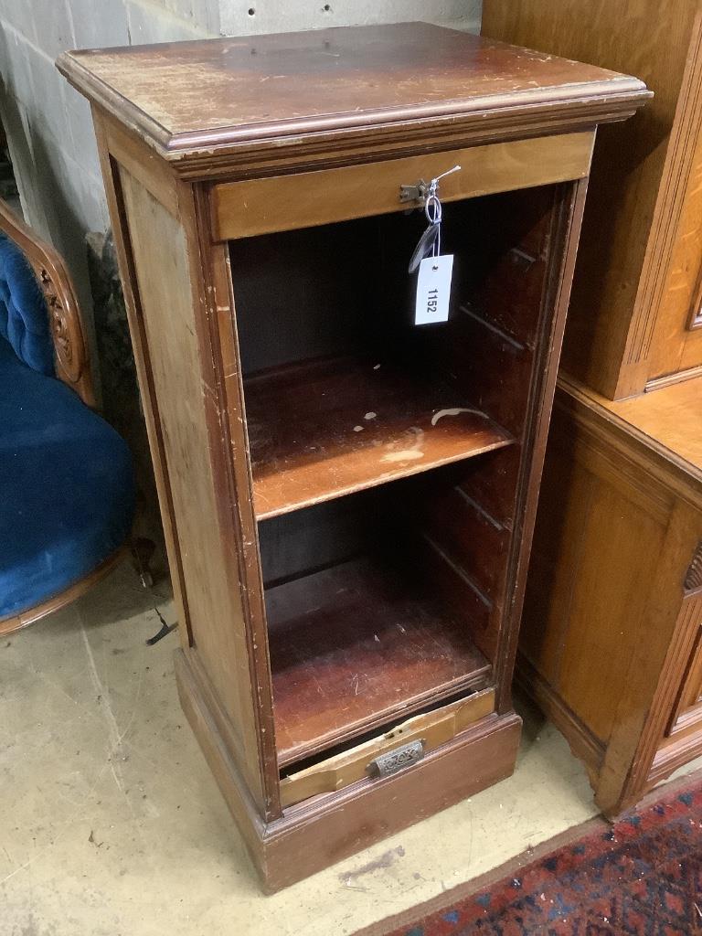 An Edwardian mahogany filing cabinet, with tambour shutter